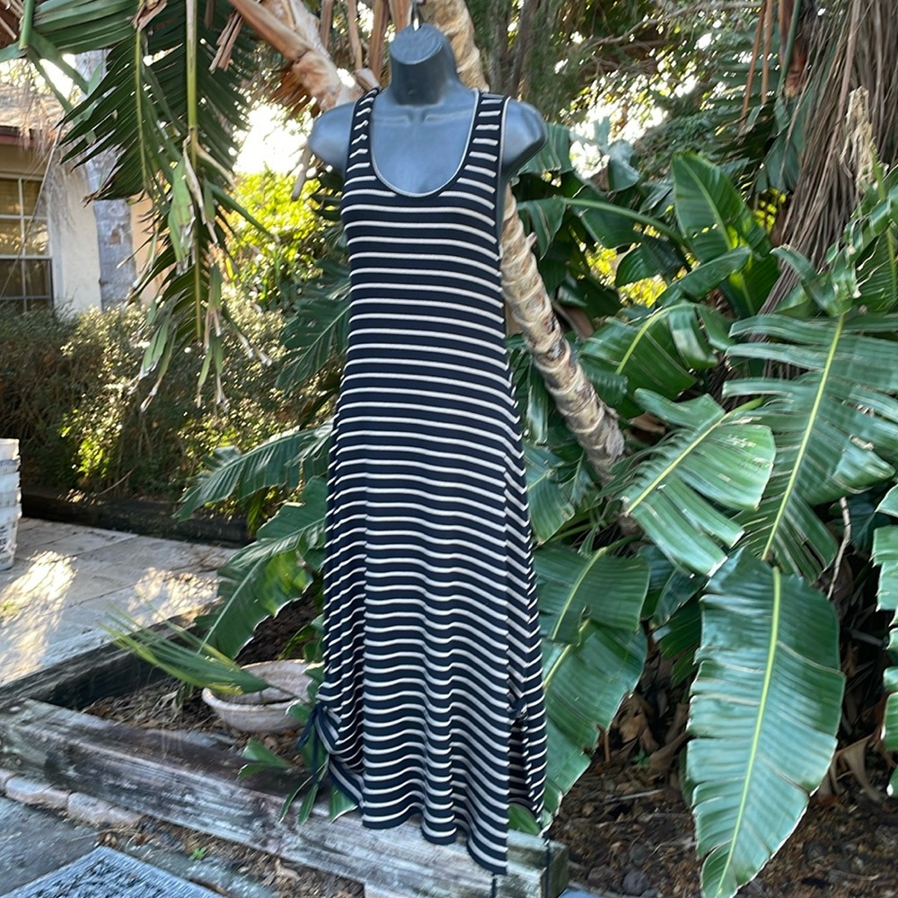 Prouenza Schouler striped  trapeze asymmetric rib knit dress